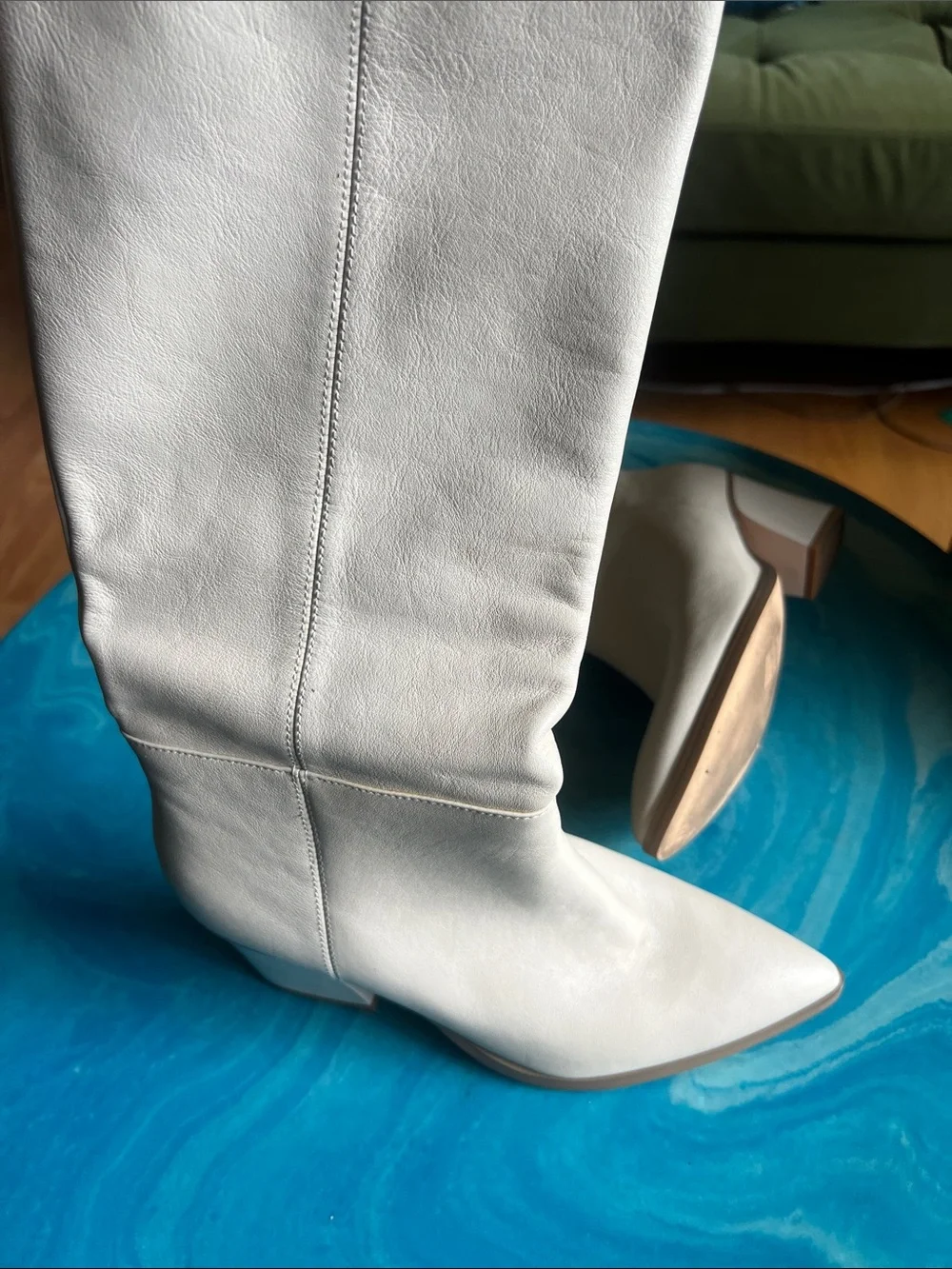 Elegant Cream Over-the-Knee Pointed Toe Boots